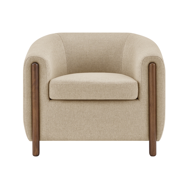 NPD Furniture Ruth Fabric Accent Arm Chair in Barley Beige