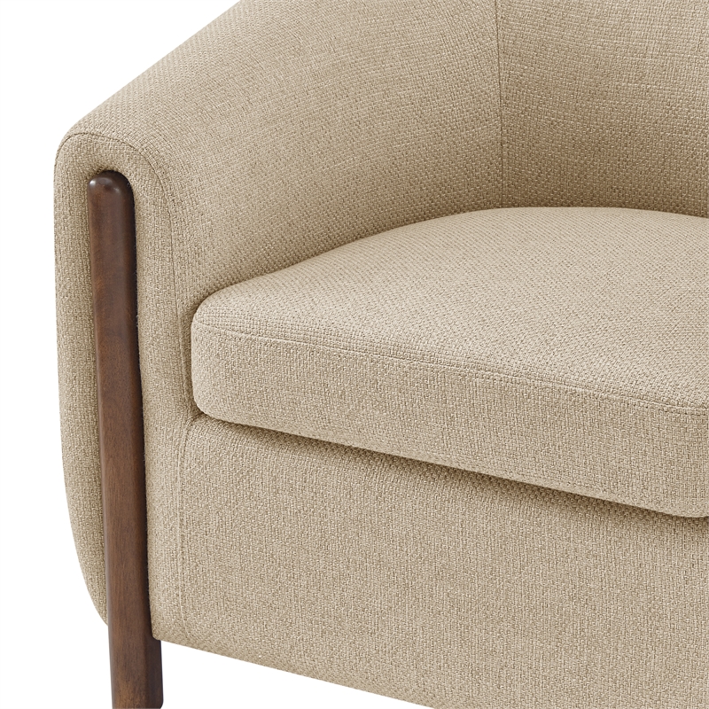 NPD Furniture Ruth Fabric Accent Arm Chair in Barley Beige