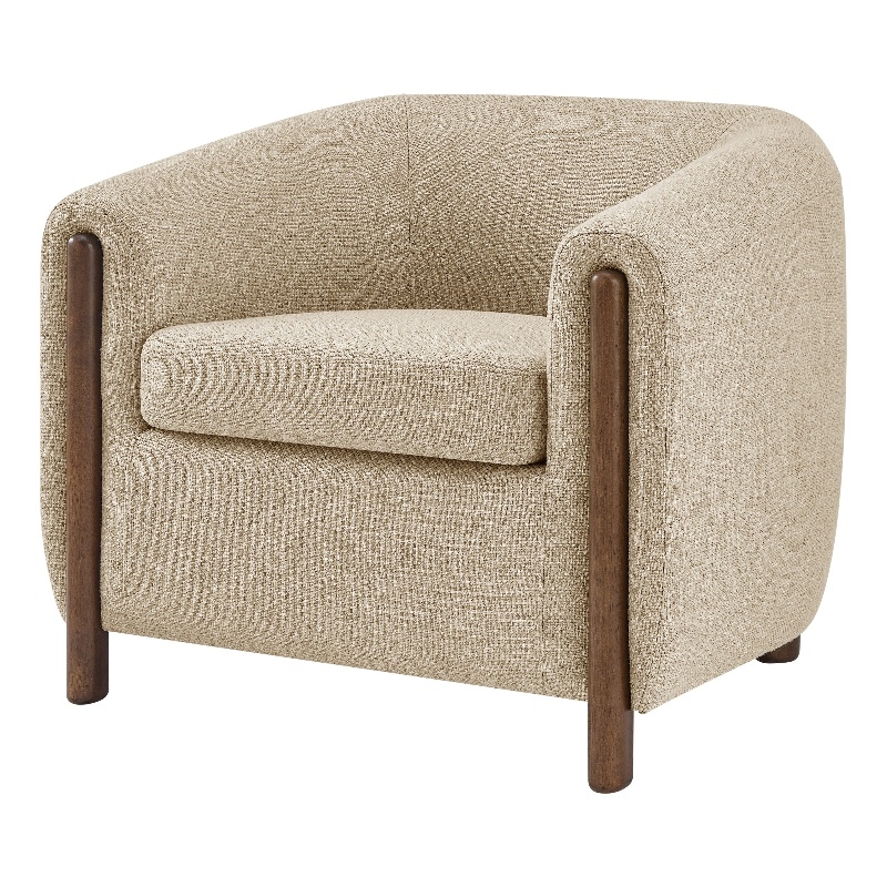 NPD Furniture Ruth Fabric Accent Arm Chair in Barley Beige