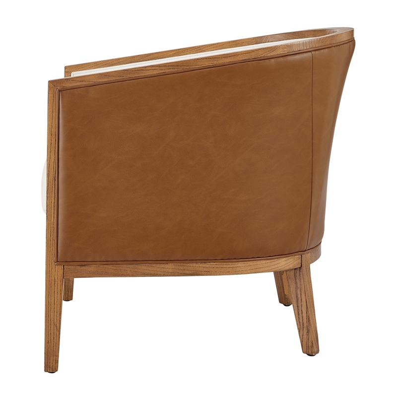NPD Furniture Tillman PU/Fabric Accent Arm Chair in Casa Caramel/Shortbread