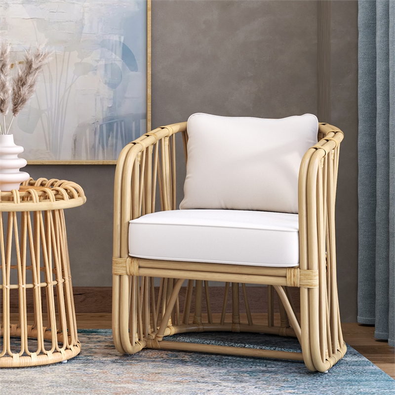 NPD Furniture Shanaya Rattan Accent Arm Chair in Natural