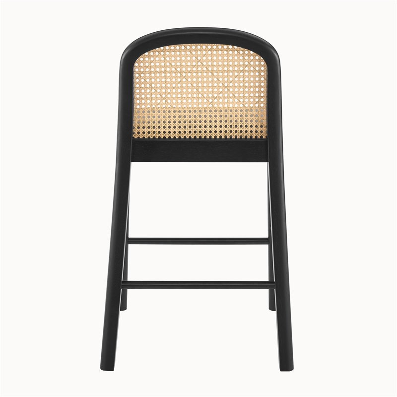 NPD Furniture Donna Faux Leather Rattan Counter Stool in Black (Set of 2)