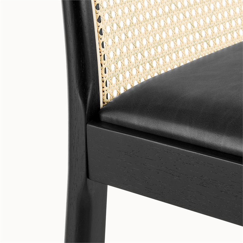 NPD Furniture Donna Faux Leather Rattan Counter Stool in Black (Set of 2)