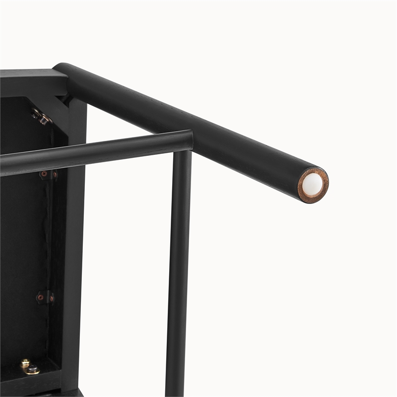 NPD Furniture Donna Faux Leather Rattan Counter Stool in Black (Set of 2)