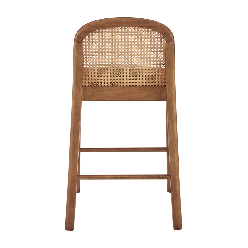 NPD Furniture Donna Faux Leather Rattan Counter Stool in Brown (Set of 2)