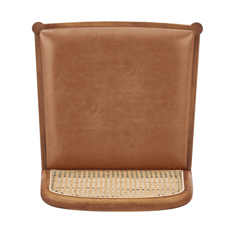 NPD Furniture Donna Faux Leather Rattan Counter Stool in Brown (Set of 2)