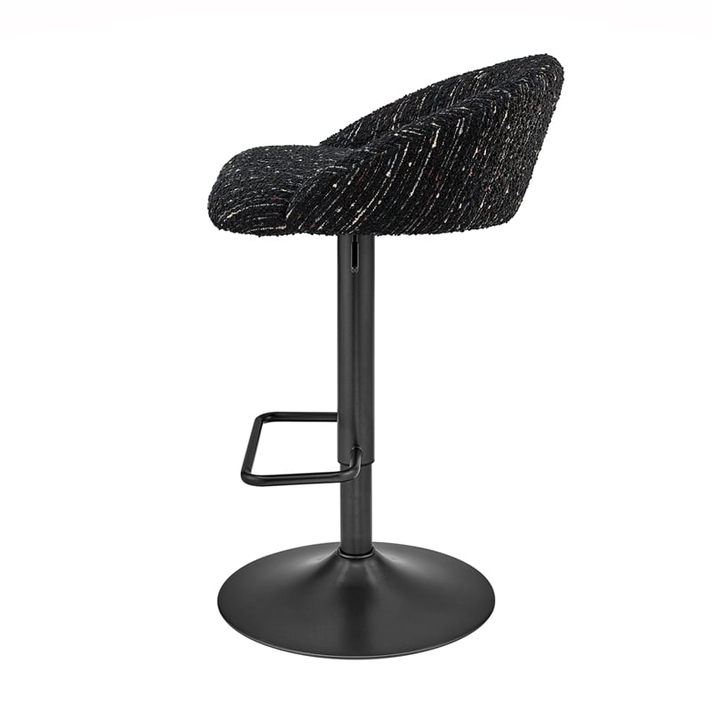 NPD Furniture Jorrell Fabric Gaslift Swivel Bar Stool in Black (Set of 2)