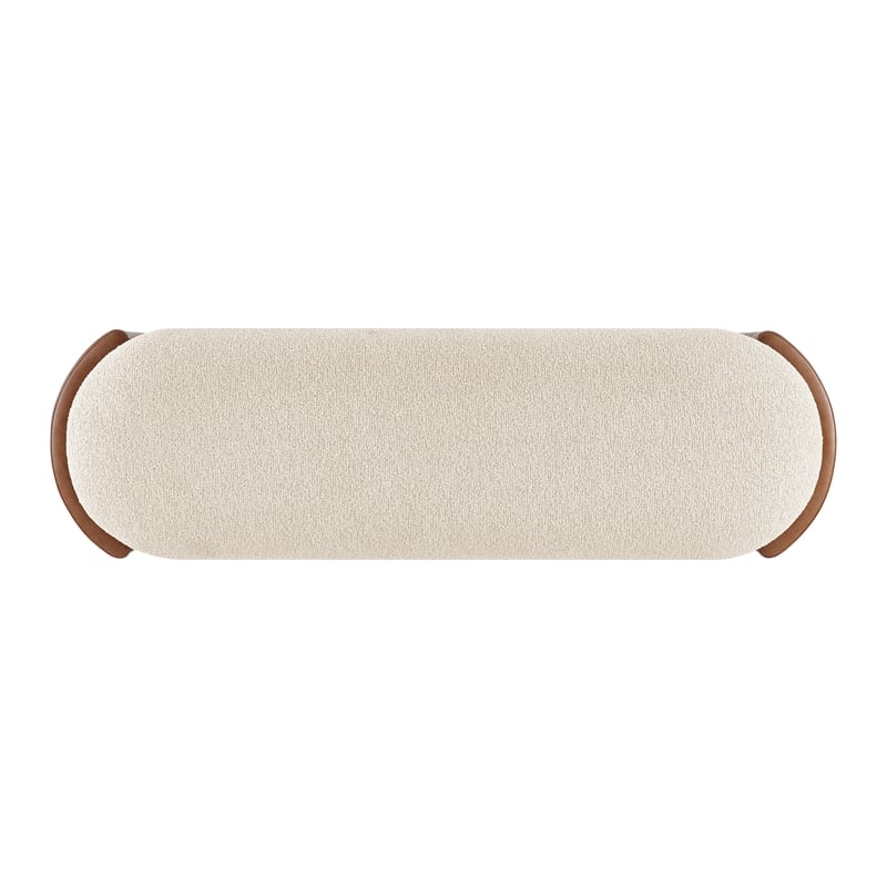 NPD Furniture Alyssa Fabric/PU Storage Bench in Beige/Vintage Cider