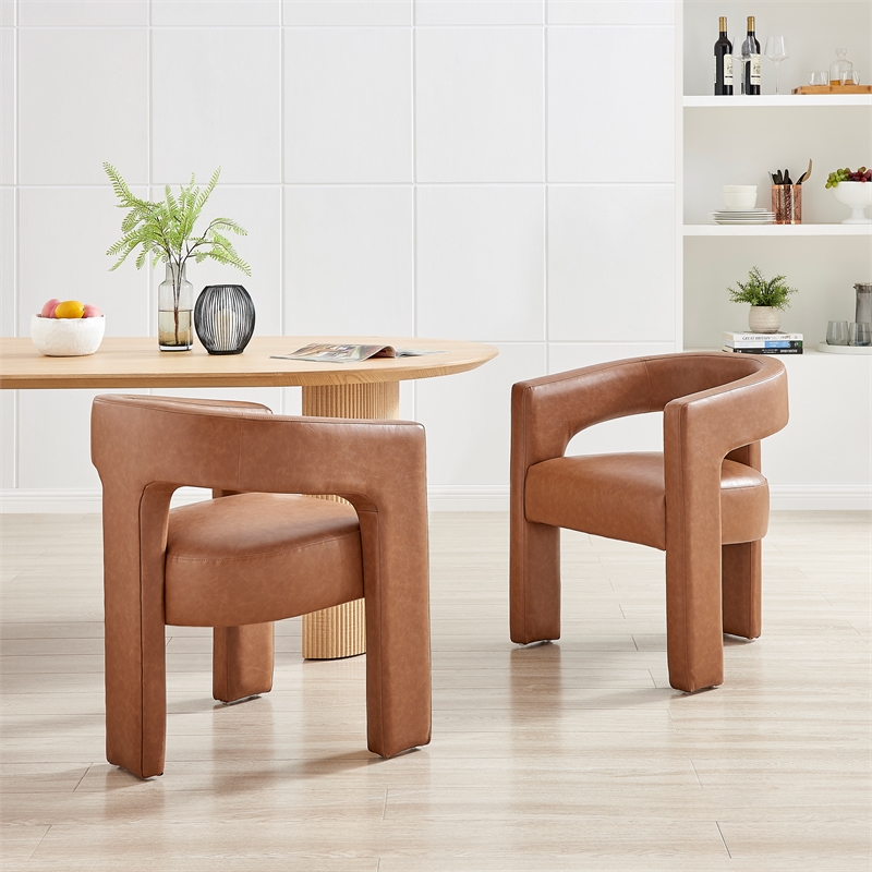 NPD Furniture Sherlyn Faux Leather Dining Side Chair in Vintage Cider