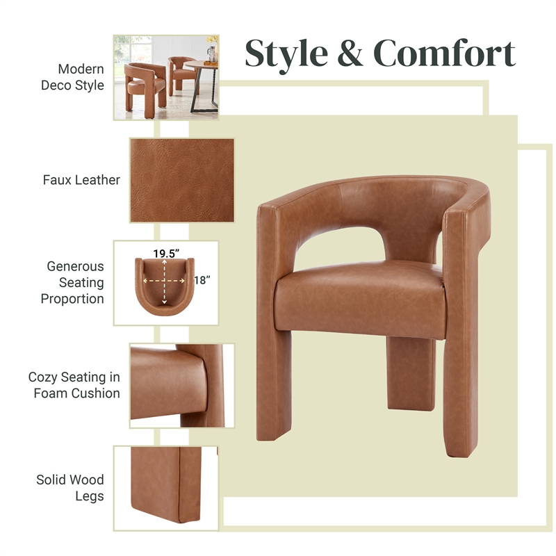 NPD Furniture Sherlyn Faux Leather Dining Side Chair in Vintage Cider