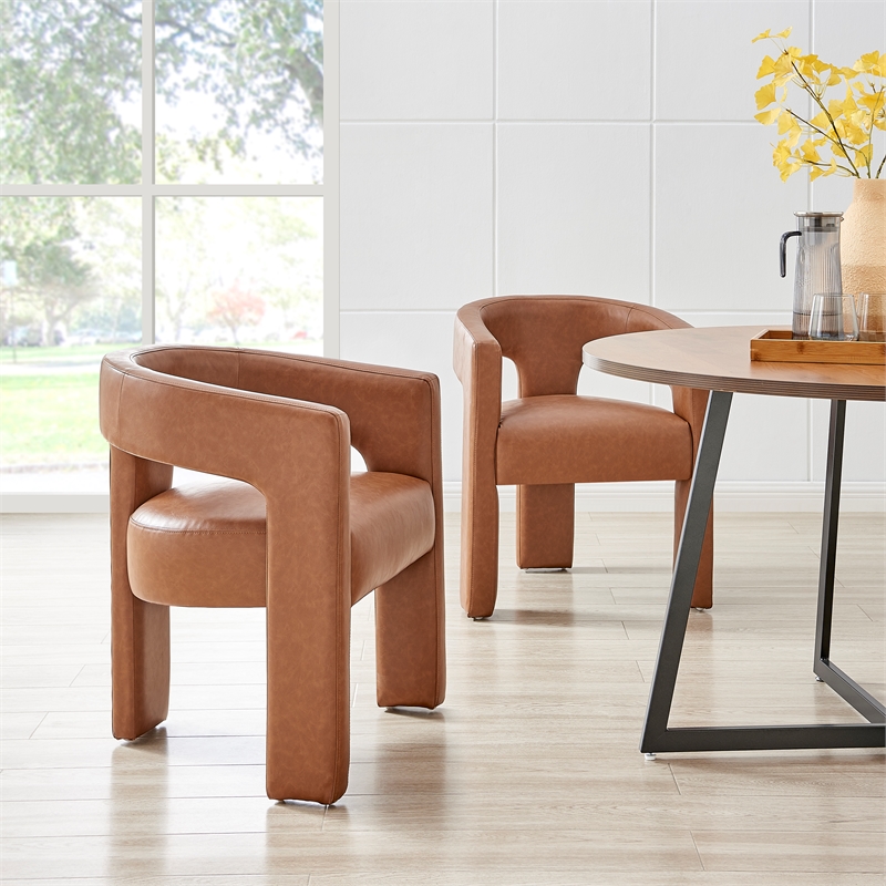NPD Furniture Sherlyn Faux Leather Dining Side Chair in Vintage Cider