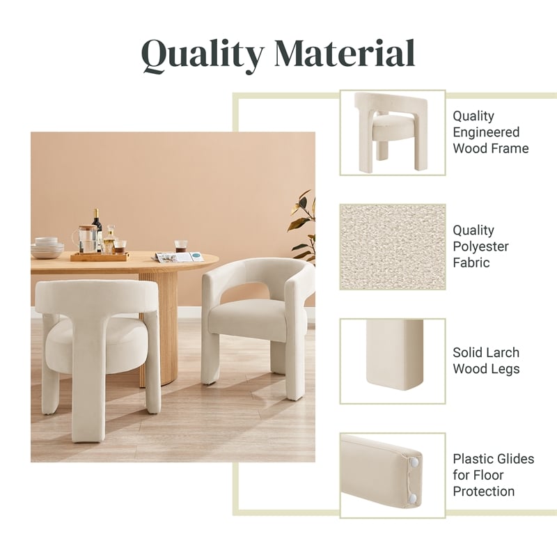 NPD Furniture Sherlyn Velvet Dining Side Chair in Folia Cream