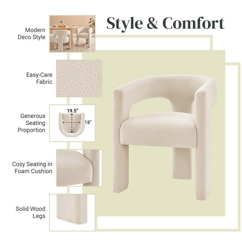 NPD Furniture Sherlyn Velvet Dining Side Chair in Folia Cream