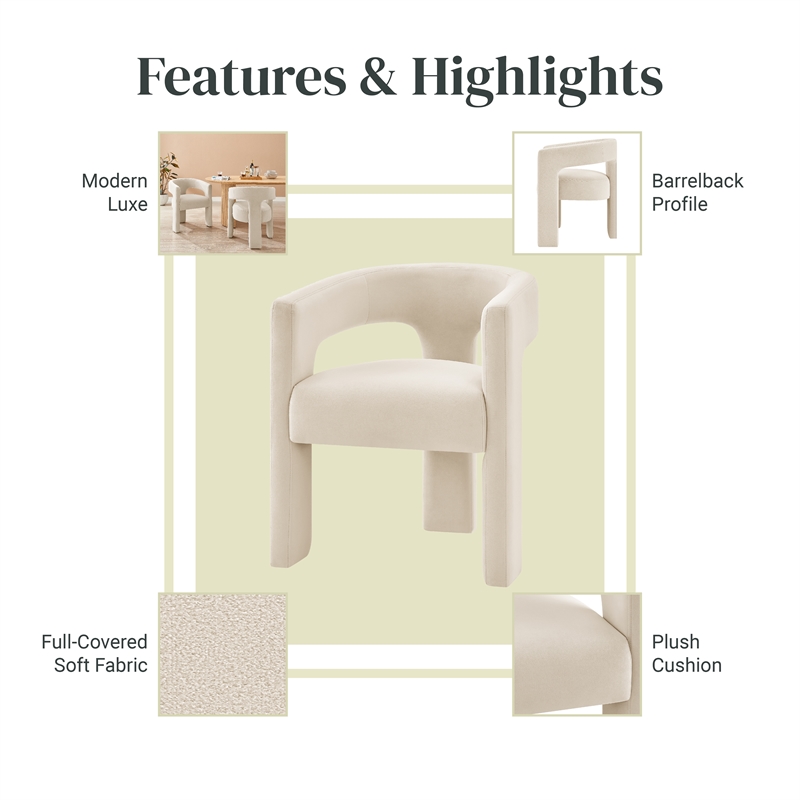 NPD Furniture Sherlyn Velvet Dining Side Chair in Folia Cream
