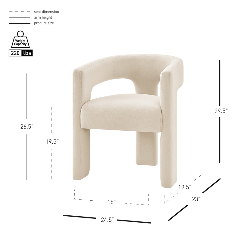 NPD Furniture Sherlyn Velvet Dining Side Chair in Folia Cream