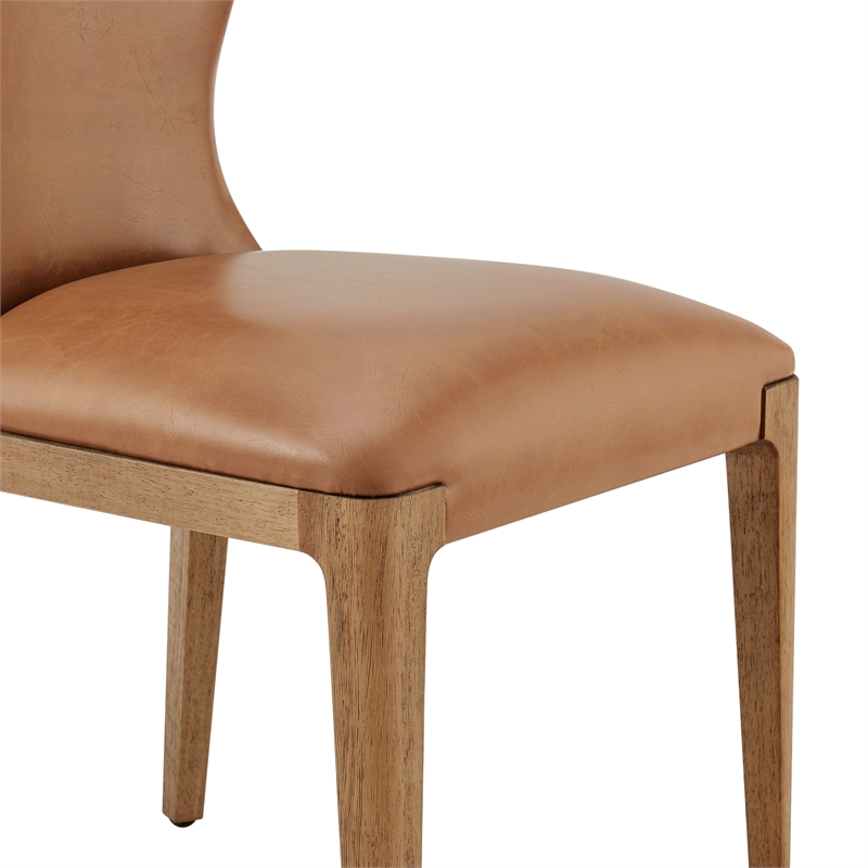 NPD Furniture Eldoris PU Dining Side Chair in Borneo Chocolate (Set of 2)