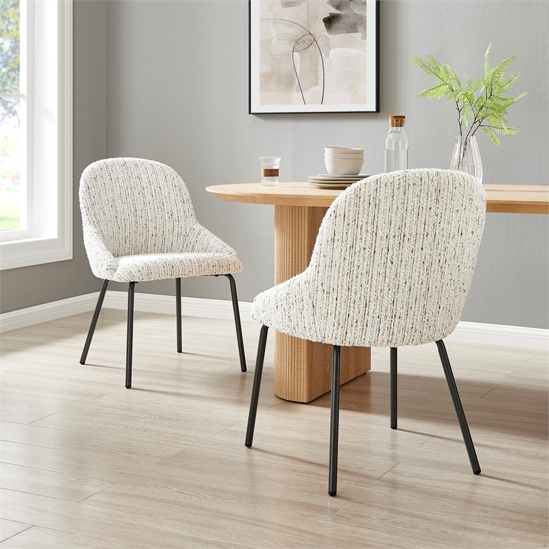 NPD Furniture Katrisa Fabric Dining Side Chair in Zenith White (Set of 2)