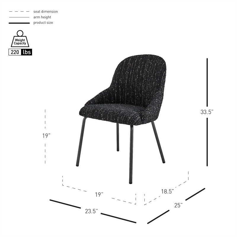 NPD Furniture Katrisa Fabric Dining Side Chair in Zenith Black (Set of 2)