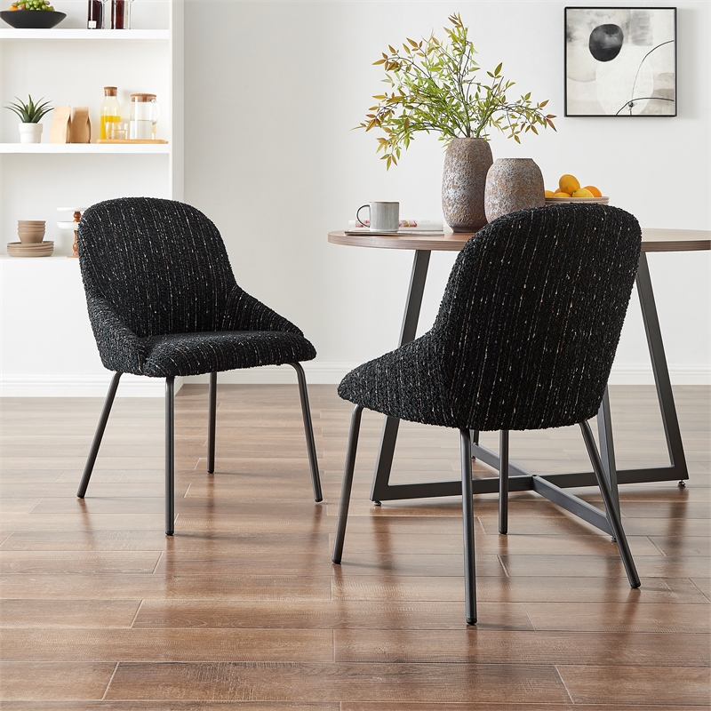 NPD Furniture Katrisa Fabric Dining Side Chair in Zenith Black (Set of 2)