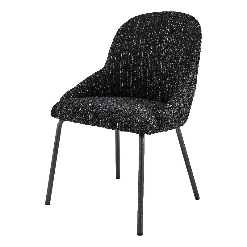 NPD Furniture Katrisa Fabric Dining Side Chair in Zenith Black (Set of 2)