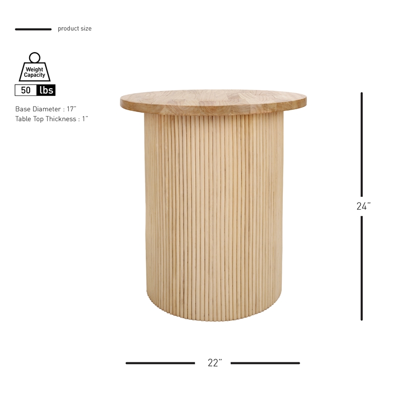 NPD Furniture Kiefer Rattan Side/End Table w/ Wood Top in Natural