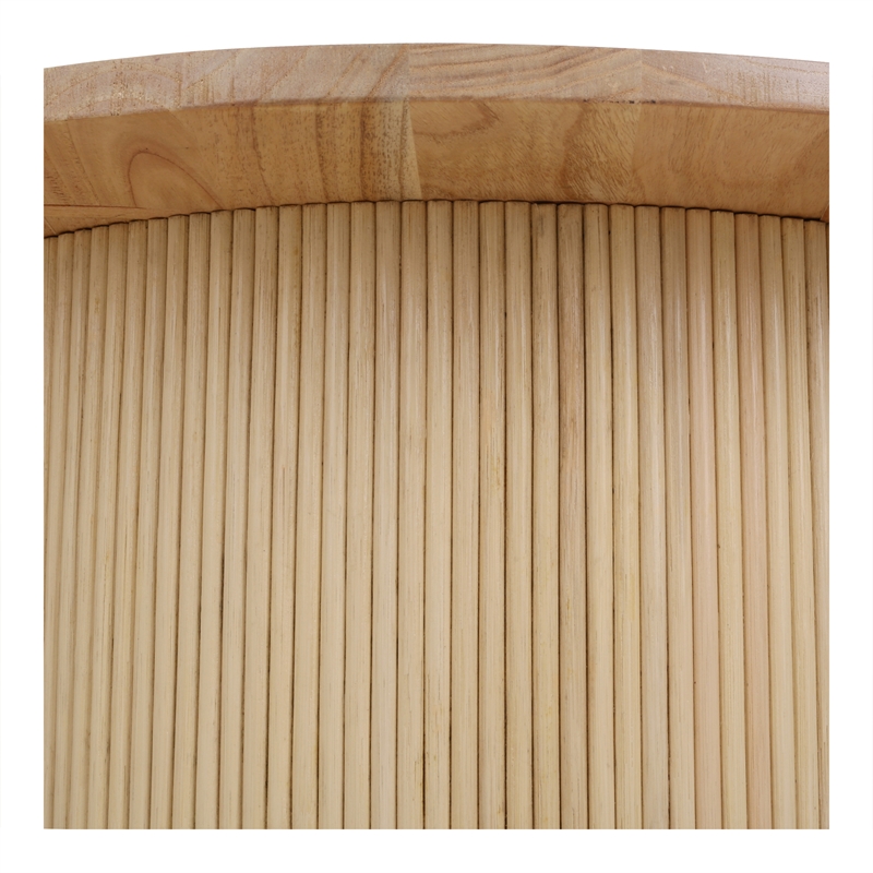 NPD Furniture Kiefer Rattan Coffee Table w/ Wood Top in Natural