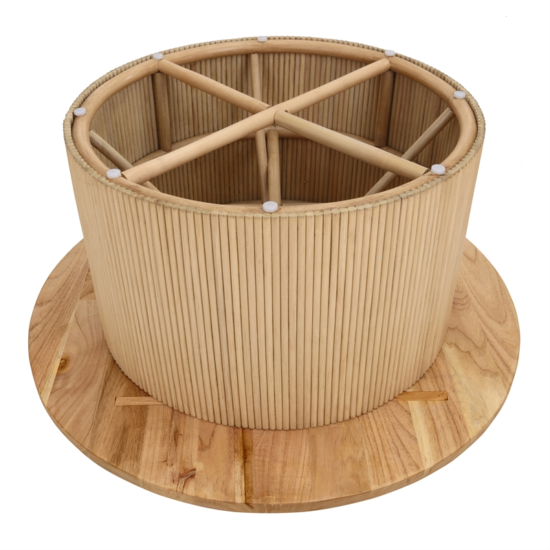 NPD Furniture Kiefer Rattan Coffee Table w/ Wood Top in Natural