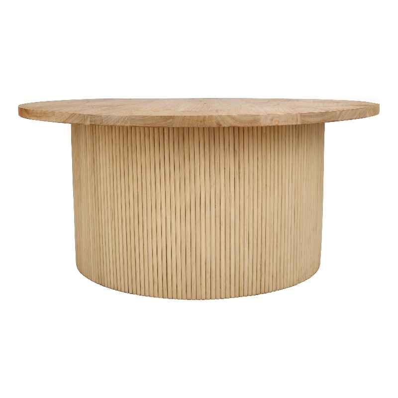 NPD Furniture Kiefer Rattan Coffee Table w/ Wood Top in Natural