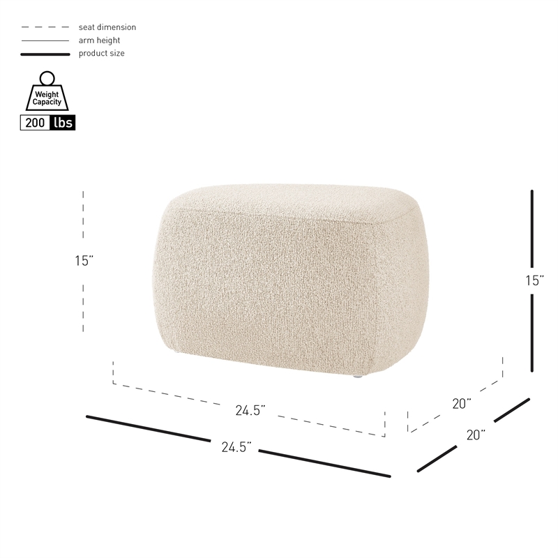 NPD Furniture Carlese Fabric Small Ottoman in Palladian Beige