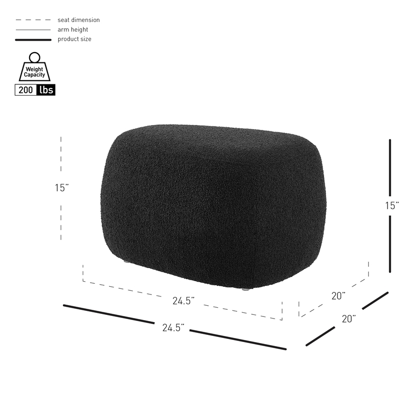 NPD Furniture Carlese Fabric Small Ottoman in Palladian Charcoal
