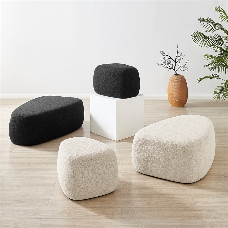 NPD Furniture Carlese Fabric Small Ottoman in Palladian Charcoal