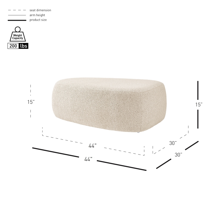 NPD Furniture Carlese Fabric Big Ottoman in Palladian Beige