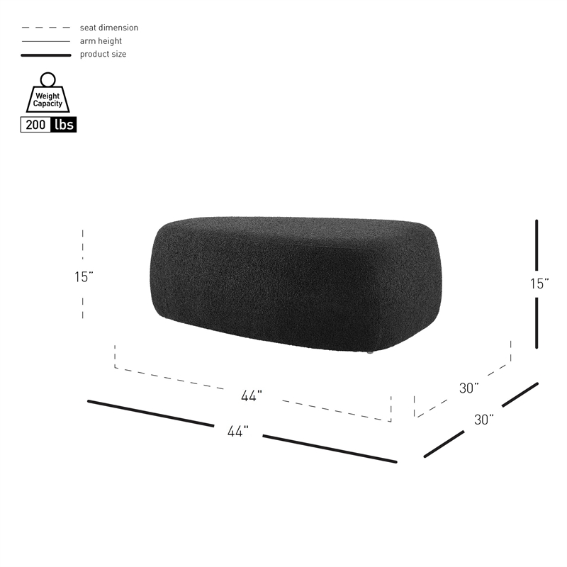 NPD Furniture Carlese Fabric Big Ottoman in Palladian Charcoal