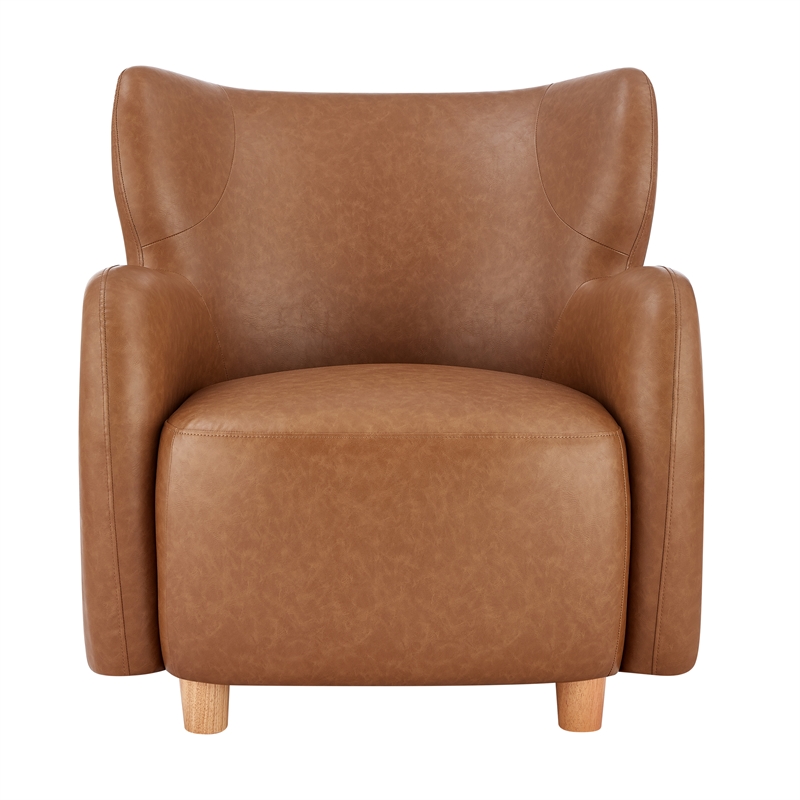 NPD Furniture Tiffani Faux Leather Accent Arm Chair in Vintage Cider