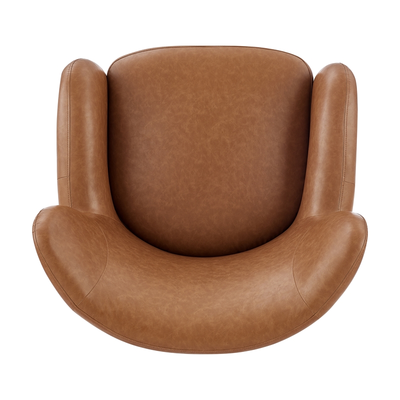 NPD Furniture Tiffani Faux Leather Accent Arm Chair in Vintage Cider