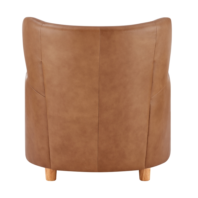 NPD Furniture Tiffani Top Grain Leather Accent Arm Chair in Garrett Caramel