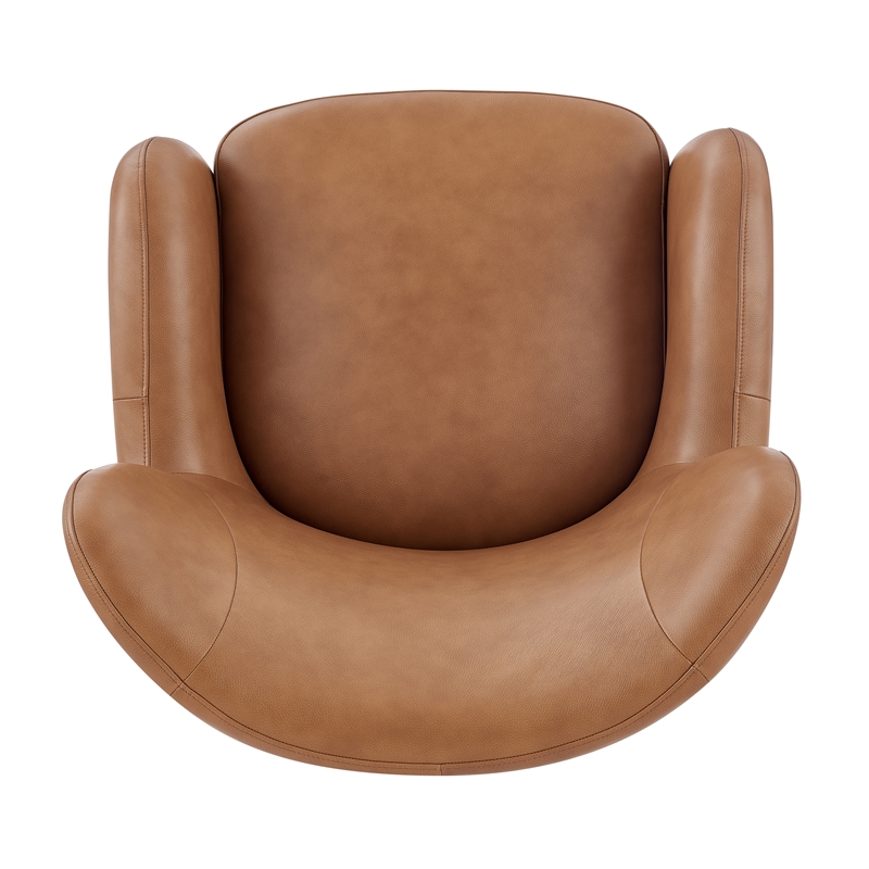 NPD Furniture Tiffani Top Grain Leather Accent Arm Chair in Garrett Caramel