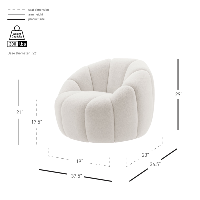 NPD Furniture Callista Fabric Swivel Accent Chair in Monroe White