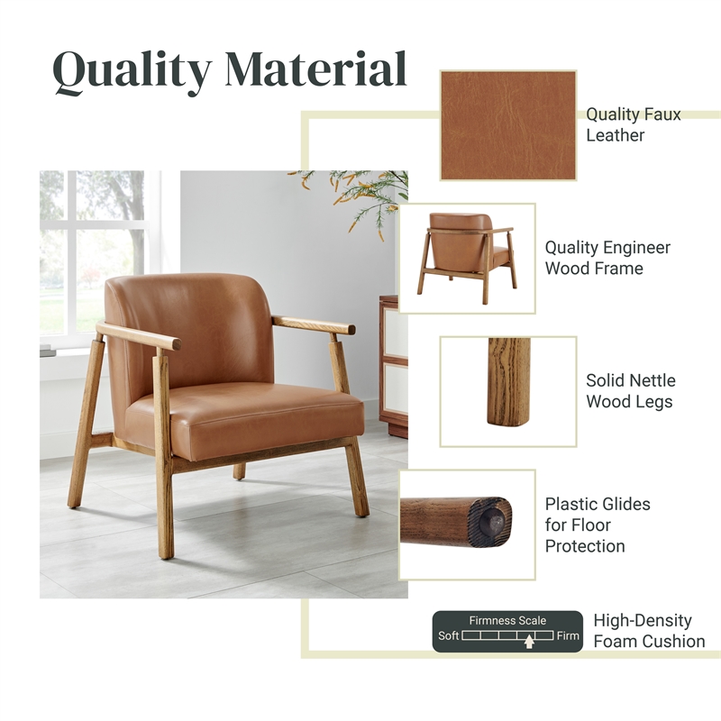 NPD Furniture Reiner Faux Leather Accent Arm Chair in Borneo Chocolate