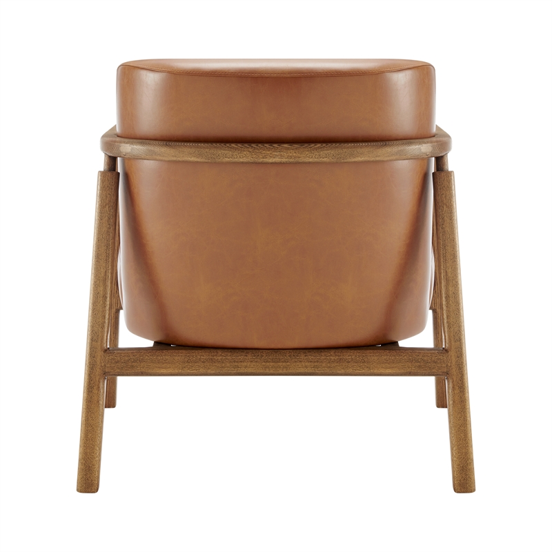 NPD Furniture Reiner Faux Leather Accent Arm Chair in Borneo Chocolate