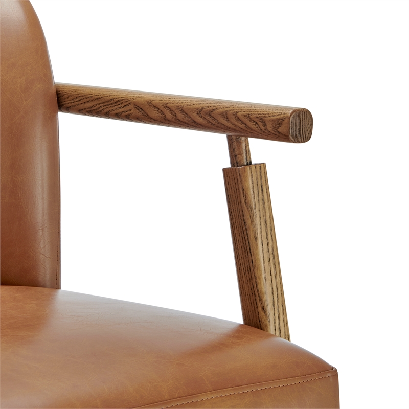 NPD Furniture Reiner Faux Leather Accent Arm Chair in Borneo Chocolate