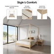 NPD Furniture Bloomfield Queen Canopy Bed Set in Natural Pine