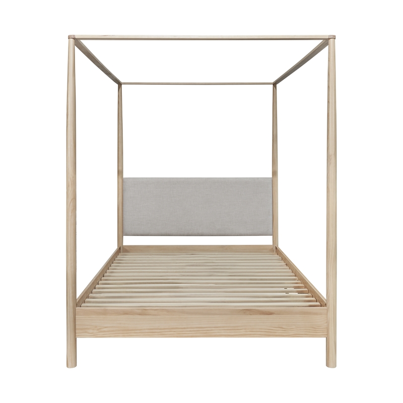 NPD Furniture Bloomfield Queen Canopy Bed Set in Natural Pine