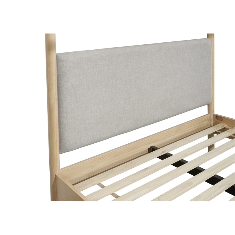 NPD Furniture Bloomfield Queen Canopy Bed Set in Natural Pine