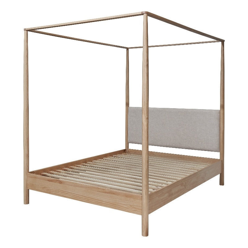 NPD Furniture Bloomfield Queen Canopy Bed Set in Natural Pine