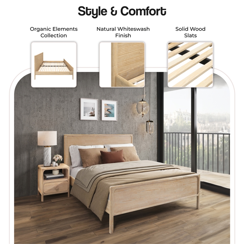 NPD Furniture Hansville Queen Bed Set in Natural Whitewash