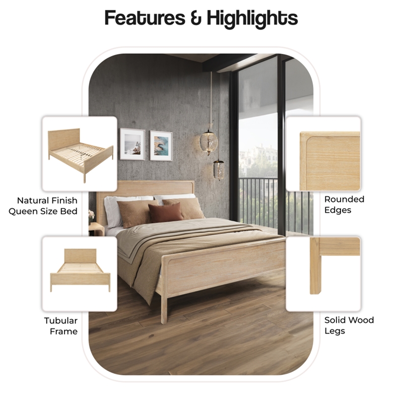 NPD Furniture Hansville Queen Bed Set in Natural Whitewash