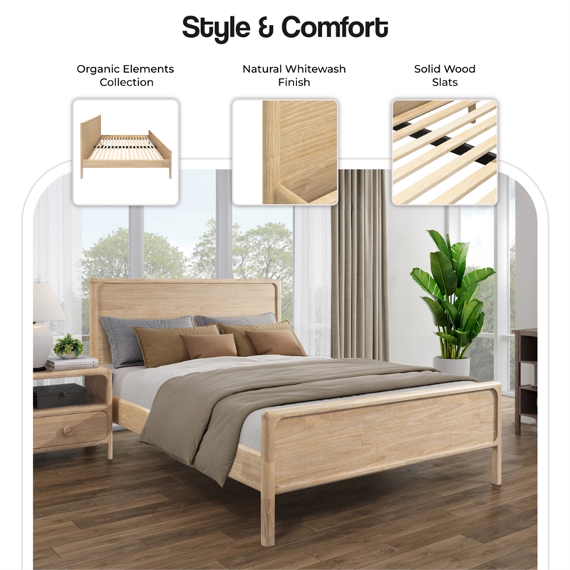 NPD Furniture Hansville King Bed Set in Natural Whitewash