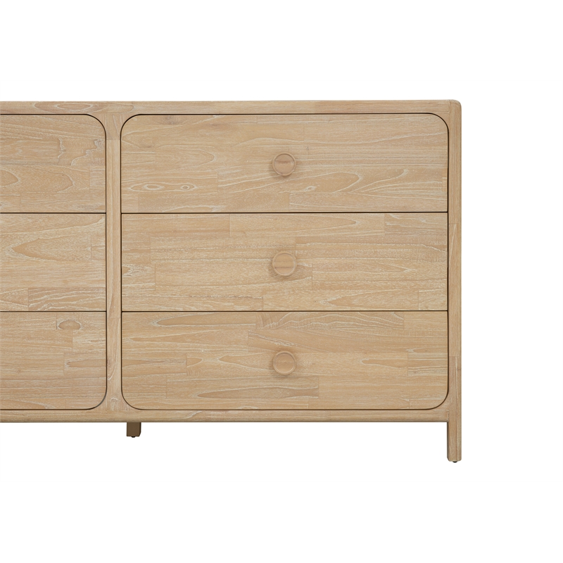 NPD Furniture Hansville Dresser 6 Drawers in Natural Whitewash