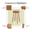 NPD Furniture Deandre Faux Leather Backless Swivel Counter Stool in Brown